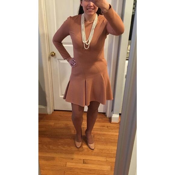 CARVEN Terracotta Orange Hue Bois De Rose Crew Neckline Midi Dress size 40 - Picture 1 of 16